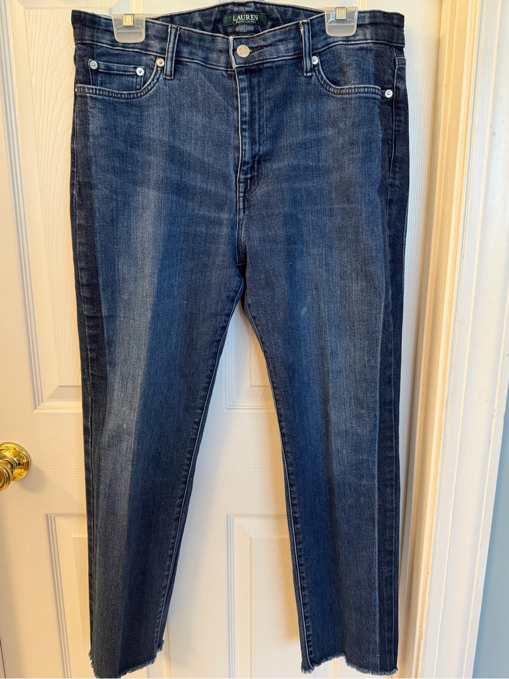 Lauren Ralph Lauren Cotton Stretch Raw Hem Straight Jeans Sz 14 - Picture 2 of 7